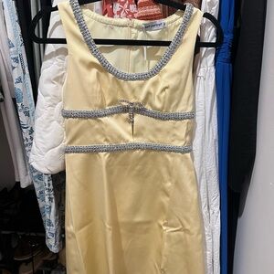 Self-Portrait Yellow Babydoll Mini Dress Scoop Neck Sleeveless